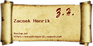 Zacsek Henrik névjegykártya